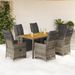 Ensemble de bistro de jardin 7 pcs coussins gris poly rotin - Photo n°1