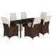 Ensemble de bistro de jardin 7 pcs coussins marron poly rotin - Photo n°2