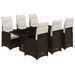 Ensemble de bistro de jardin 7 pcs coussins marron poly rotin - Photo n°2