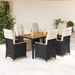 Ensemble de bistro de jardin 7 pcs coussins noir poly rotin - Photo n°1