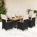 Ensemble de bistro de jardin 7 pcs coussins noir poly rotin - Photo n°1