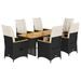 Ensemble de bistro de jardin 7 pcs coussins noir poly rotin - Photo n°2