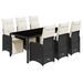 Ensemble de bistro de jardin 7 pcs coussins noir poly rotin - Photo n°2