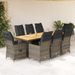 Ensemble de bistro de jardin 9 pcs coussins gris poly rotin - Photo n°1