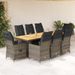 Ensemble de bistro de jardin 9 pcs coussins gris poly rotin - Photo n°1