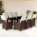 Ensemble de bistro de jardin 9 pcs coussins marron poly rotin - Photo n°1