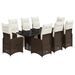 Ensemble de bistro de jardin 9 pcs coussins marron poly rotin - Photo n°2