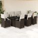 Ensemble de bistro de jardin 9 pcs coussins marron poly rotin - Photo n°1