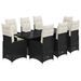 Ensemble de bistro de jardin 9 pcs coussins noir poly rotin - Photo n°2