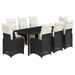 Ensemble de bistro de jardin 9 pcs coussins noir poly rotin - Photo n°2