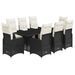 Ensemble de bistro de jardin 9 pcs coussins noir poly rotin - Photo n°2