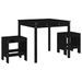 Ensemble de bistrot de jardin 3 pcs noir bois de pin massif - Photo n°1