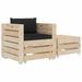 Ensemble de canapé palette 2 pcs avec coussin noir Bois - Photo n°1