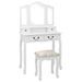 Ensemble de coiffeuse avec tabouret Blanc 80x69x141cm Paulownia - Photo n°1