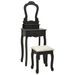 Ensemble de coiffeuse avec tabouret Noir 50x59x136 cm Paulownia - Photo n°1