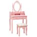 Ensemble de coiffeuse avec tabouret Rose 75x69x140 cm Paulownia - Photo n°1