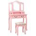 Ensemble de coiffeuse avec tabouret Rose 80x69x141 cm Paulownia - Photo n°1