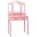 Ensemble de coiffeuse avec tabouret Rose 80x69x141 cm Paulownia - Photo n°2