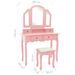 Ensemble de coiffeuse et tabouret Rose 100x40x146 cm Paulownia - Photo n°12