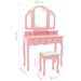 Ensemble de coiffeuse et tabouret Rose 100x40x146 cm Paulownia - Photo n°12