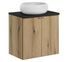 Ensemble de meuble salle de bain 2 portes NOVA OAK 60 cm avec 1 vasque blanche à poser WIKI - Photo n°1