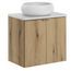 Ensemble de meuble salle de bain 2 portes NOVA OAK 60 cm avec 1 vasque blanche à poser WIKI - Photo n°1