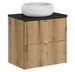 Ensemble de meuble salle de bain 2 tiroirs NOVA OAK 60 cm avec 1 vasque blanche à poser WIKI - Photo n°1