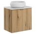 Ensemble de meuble salle de bain 2 tiroirs NOVA OAK 60 cm avec 1 vasque blanche à poser WIKI - Photo n°1