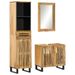 Ensemble de meubles de bain 3 pcs bois massif de manguier brut - Photo n°1