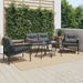 Ensemble de meubles de balcon avec coussins 5 pcs noir acier - Photo n°1