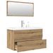 Ensemble de meubles salle de bain 3 pcs bois d'ingénierie - Photo n°1