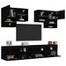 Ensemble de meubles TV muraux 6 pcs avec lumières LED noir - Photo n°1