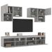 Ensemble de meubles TV muraux 6pcs et lumières LED sonoma gris - Photo n°1