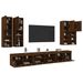 Ensemble de meubles TV muraux 7pcs et lumières LED chêne marron - Photo n°1