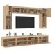 Ensemble de meubles TV muraux 8pcs et lumières LED chêne sonoma - Photo n°1