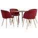 Ensemble de salle à manger 5 pcs Tissu Rouge bordeaux 14 - Photo n°1