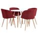 Ensemble de salle à manger 5 pcs Tissu Rouge bordeaux 16 - Photo n°1