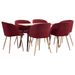 Ensemble de salle à manger 7 pcs Tissu Rouge bordeaux - Photo n°1