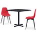 Ensemble de salle à manger d'extérieur 3 pcs Métal et PP Rouge - Photo n°1