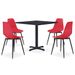 Ensemble de salle à manger d'extérieur 5 pcs Métal et PP Rouge 2 - Photo n°1