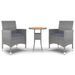 Ensemble de salle à manger de jardin 3 pcs Résine tressée Gris - Photo n°1
