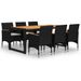 Ensemble de salle à manger de jardin 7 pcs Noir 75 - Photo n°1
