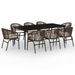 Ensemble de salle à manger de jardin 9 pcs Marron 4 - Photo n°1