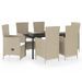 Ensemble de salle à manger de jardin avec coussins 7 pcs Beige 2 - Photo n°1
