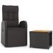 Ensemble de salon de jardin 2 pcs noir poly rotin et acacia - Photo n°1