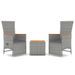 Ensemble de salon de jardin 3 pcs gris poly rotin et acacia - Photo n°1