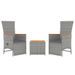 Ensemble de salon de jardin 3 pcs gris poly rotin et acacia - Photo n°3