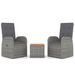 Ensemble de salon de jardin 3 pcs gris poly rotin et acacia - Photo n°1