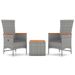 Ensemble de salon de jardin 3 pcs gris poly rotin et acacia - Photo n°1