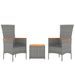 Ensemble de salon de jardin 3 pcs gris poly rotin et acacia - Photo n°3